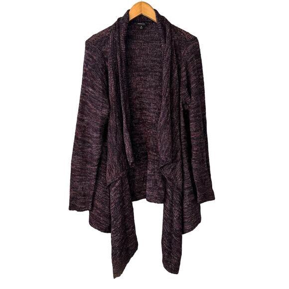 Torrid Maroon Black Knit Waterfall Cardigan Sweater Women's size 3 - Picture 1 of 7